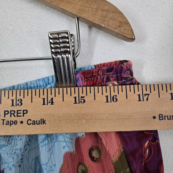 VTG Maggie Sweet Maxi Skirt Sz 1X Multicolor Patchwork Pull On Front Slit Boho - Picture 9 of 11